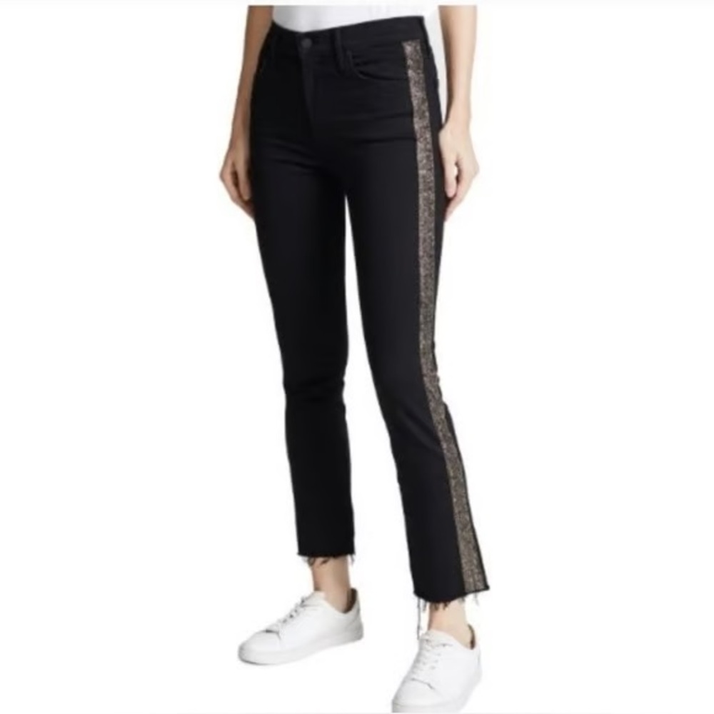 MOTHER Black jeans with gold beading on the side size 26